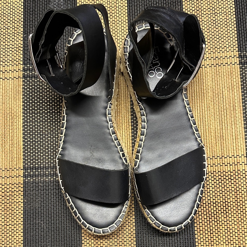 Franco Sarto Black Espadrille Sandals Size 9.5